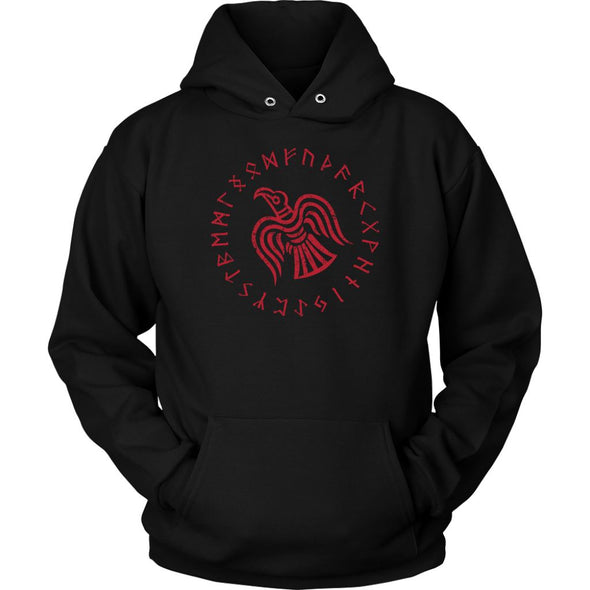 Odins Red Raven Norse Futhark Runes HoodieT-shirtUnisex HoodieBlackS