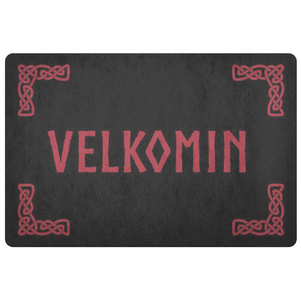 Old Norse Welcome Knotwork Doormat RedDoormatBlack