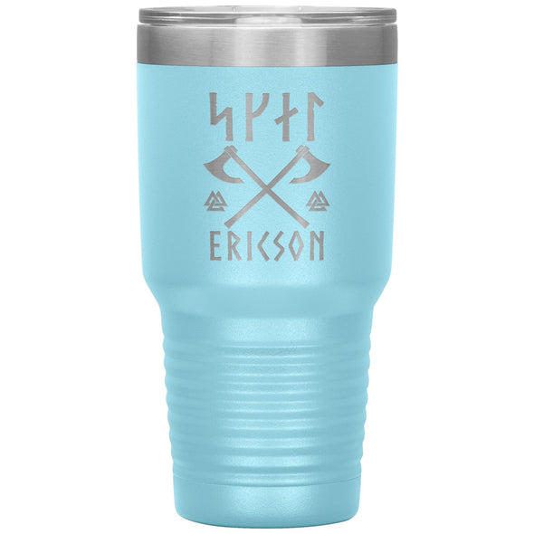 Personalized Norse Skál Runes Viking Axe Tumbler 30ozTumblersLight Blue