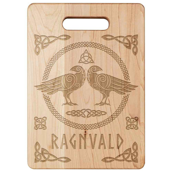 Personalized Norse Viking Ravens Maple Wood Cutting Board