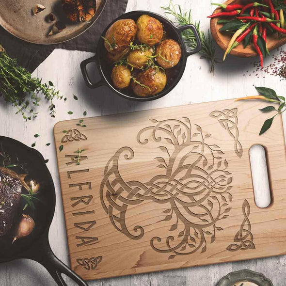 Personalized Norse Viking Yggdrasil Maple Wood Cutting Board