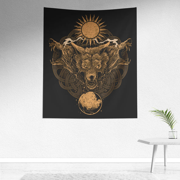 Ragnarok Wolves Viking Norse Mythology Tapestry Pagan Nordic Wolf Wall ArtWall Art