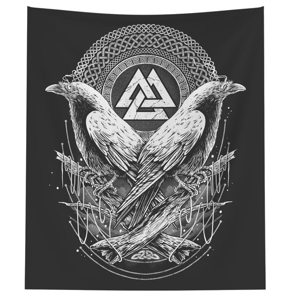 Raven Huginn Muninn Odin Viking Wall Tapestry Norse Mythology Pagan Nordic ArtWall Art