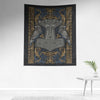Raven Mjolnir tapestry gold blueWall Art