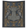 Raven Mjolnir tapestry gold blueWall Art80" X 68"