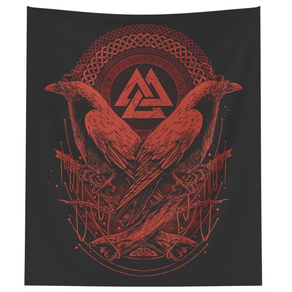 Raven Odin Huginn Muninn Viking Wall Tapestry Norse Mythology Pagan Nordic ArtWall Art