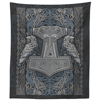 Raven Thors Hammer Knotwork TapestryTapestries60" x 50"