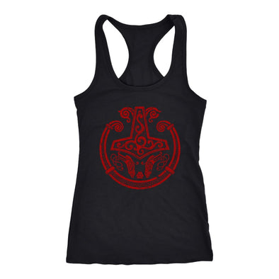 Red Mjolnir Viking Torc Racerback Tank DistressedT-shirtNext Level Racerback TankBlackXS