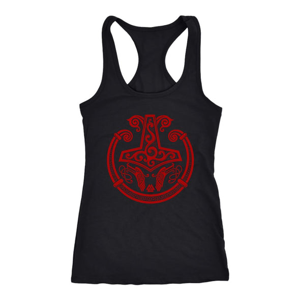 Red Mjolnir Viking Torc Racerback TankT-shirtNext Level Racerback TankBlackXS