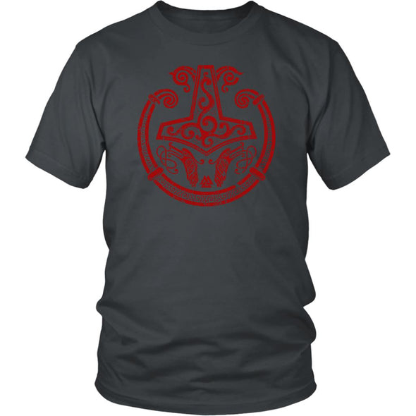 Red Mjolnir Viking Torc Shirt DistressedT-shirtDistrict Unisex ShirtCharcoalS