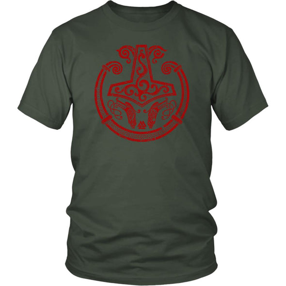 Red Mjolnir Viking Torc Shirt DistressedT-shirtDistrict Unisex ShirtOliveS