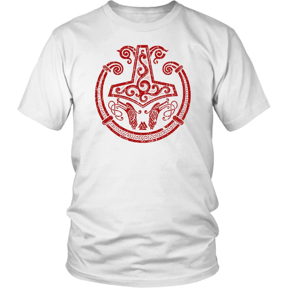 Red Mjolnir Viking Torc Shirt DistressedT-shirtDistrict Unisex ShirtWhiteS