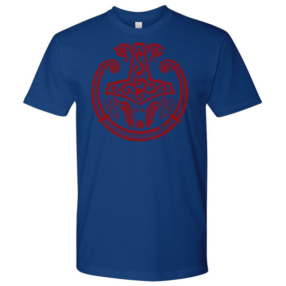 Red Mjolnir Viking Torc T-Shirt DistressedT-shirtNext Level Mens ShirtRoyal BlueS