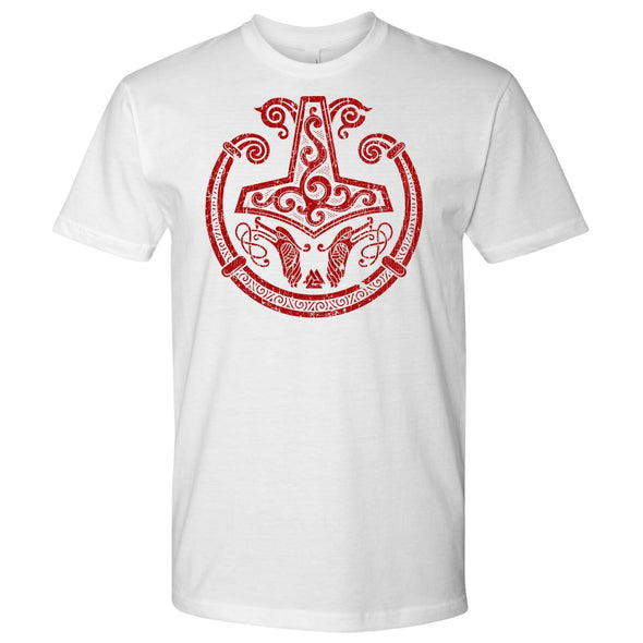 Red Mjolnir Viking Torc T-Shirt DistressedT-shirtNext Level Mens ShirtWhiteS