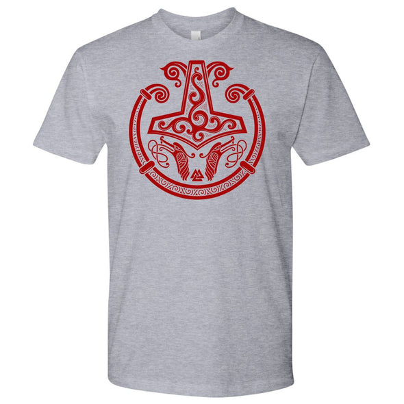 Red Mjolnir Viking Torc T-ShirtT-shirtNext Level Mens ShirtHeather GreyS