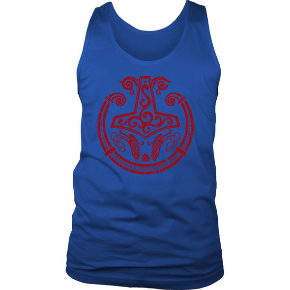 Red Mjolnir Viking Torc Tank Top DistressedT-shirtDistrict Mens TankRoyal BlueS