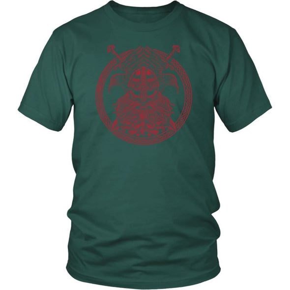 Red Odin Knotwork Ravens Cotton T-ShirtT-shirtDistrict Unisex ShirtDark GreenS