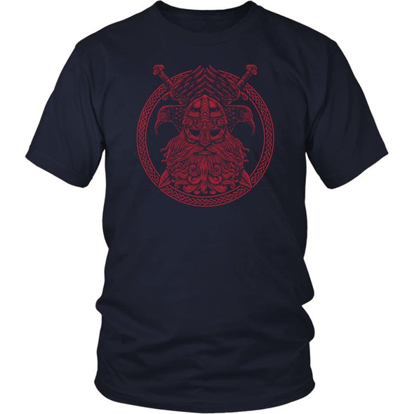 Red Odin Knotwork Ravens Cotton T-ShirtT-shirtDistrict Unisex ShirtNavyS