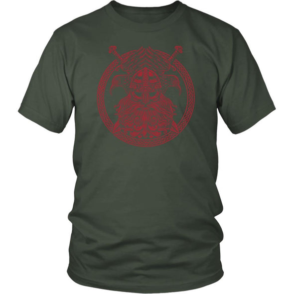 Red Odin Knotwork Ravens Cotton T-ShirtT-shirtDistrict Unisex ShirtOliveS
