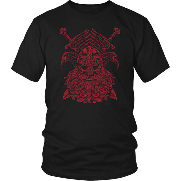 Red Odin Ravens Cotton T-ShirtT-shirtDistrict Unisex ShirtBlackS