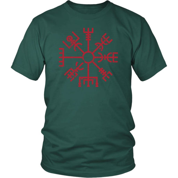 Red Vegvisir Viking Compass T-ShirtT-shirtDistrict Unisex ShirtDark GreenS