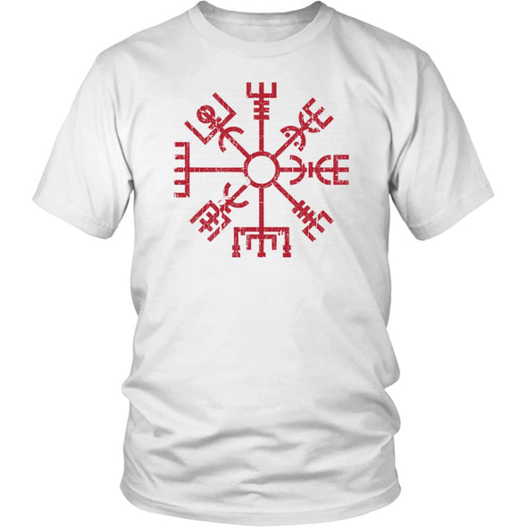 Red Vegvisir Viking Compass T-ShirtT-shirtDistrict Unisex ShirtWhiteS