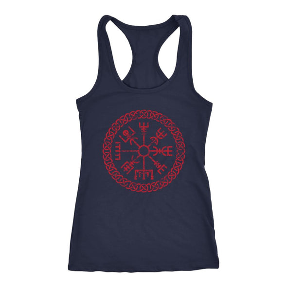 Red Vegvisir Viking Knotwork Racerback Tank TopT-shirtNext Level Racerback TankNavyXS