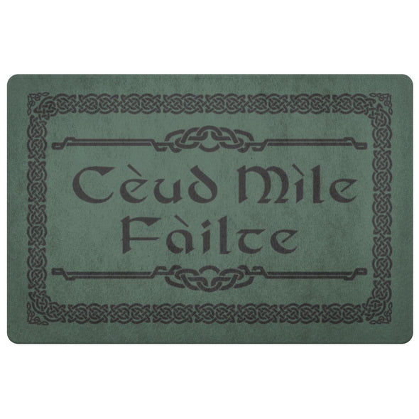 Scottish Ceud Mile Failte Scots Gaelic Doormat Hundred Thousand WelcomesDoormatForest Green