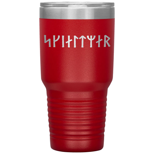 Shield Maiden Norse Futhark Runes Etched Tumbler 30ozTumblersRed