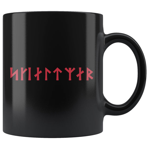 Shieldmaiden Skjaldmaer Runes Black Ceramic Mug 11ozDrinkwareRed Runes