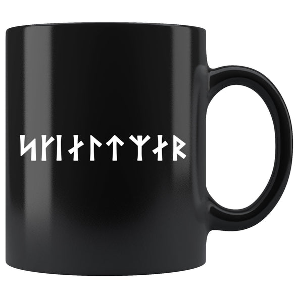 Shieldmaiden Skjaldmaer Runes Black Ceramic Mug 11ozDrinkwareWhite Runes