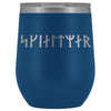 Shieldmaiden Skjaldmaer Runes Etched Wine Tumbler 12ozWine TumblerBlue