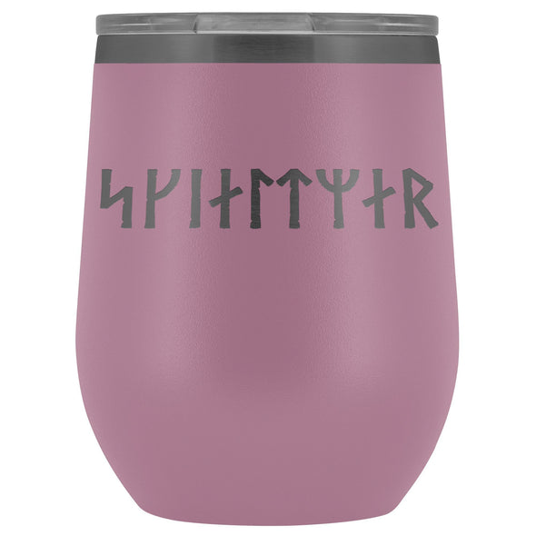 Shieldmaiden Skjaldmaer Runes Etched Wine Tumbler 12ozWine TumblerLight Purple