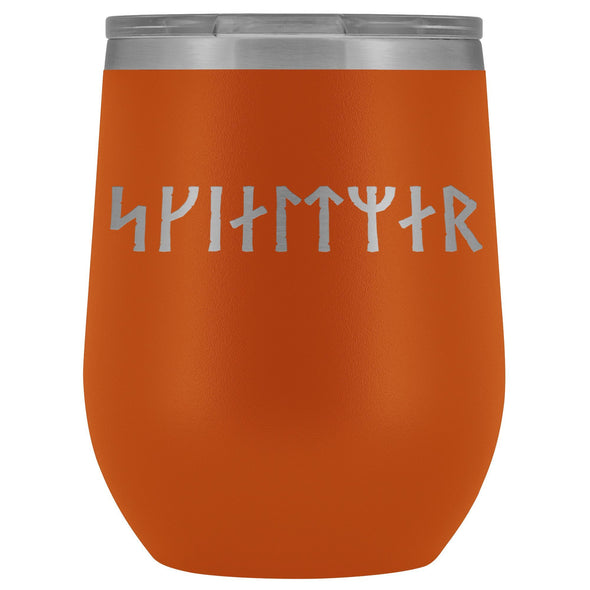 Shieldmaiden Skjaldmaer Runes Etched Wine Tumbler 12ozWine TumblerOrange