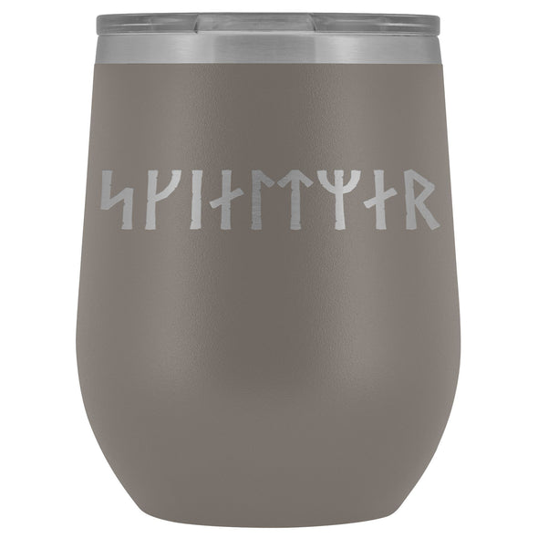 Shieldmaiden Skjaldmaer Runes Etched Wine Tumbler 12ozWine TumblerPewter