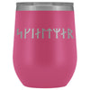 Shieldmaiden Skjaldmaer Runes Etched Wine Tumbler 12ozWine TumblerPink