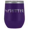 Shieldmaiden Skjaldmaer Runes Etched Wine Tumbler 12ozWine TumblerPurple