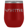 Shieldmaiden Skjaldmaer Runes Etched Wine Tumbler 12ozWine TumblerRed