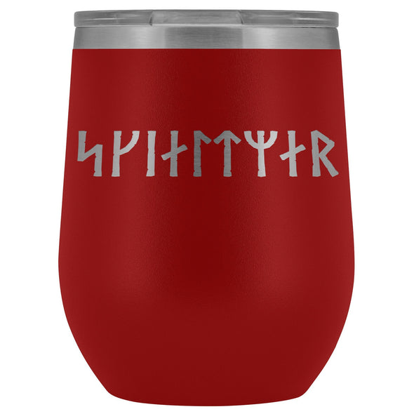 Shieldmaiden Skjaldmaer Runes Etched Wine Tumbler 12ozWine TumblerRed