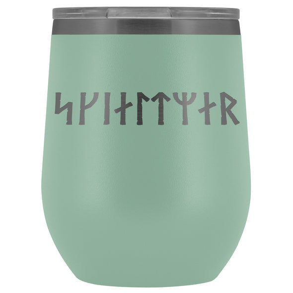 Shieldmaiden Skjaldmaer Runes Etched Wine Tumbler 12ozWine TumblerTeal