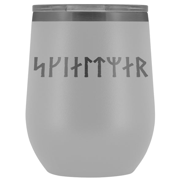 Shieldmaiden Skjaldmaer Runes Etched Wine Tumbler 12ozWine TumblerWhite