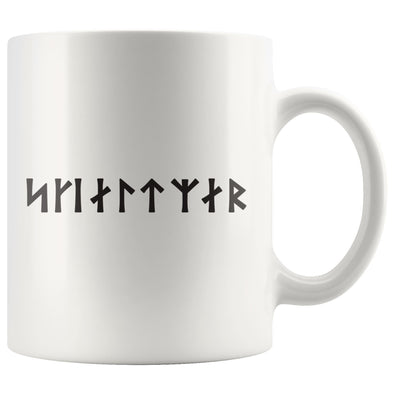 Shieldmaiden Skjaldmaer Runes White Ceramic MugDrinkwareBlack Runes