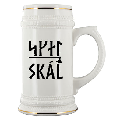 Skál Norse Runes Ceramic Beer SteinDrinkwareBlack Runes & Text