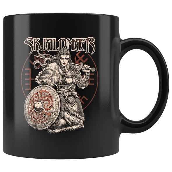 Skjaldmaer Norse Shieldmaiden Black MugDrinkwareBlonde Hair