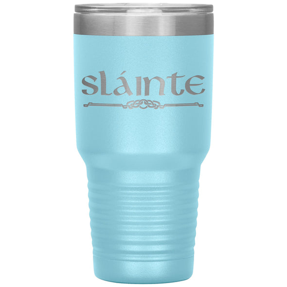 Slainte Gaelic Irish Toast Celtic Etched Tumbler 30ozTumblersLight Blue