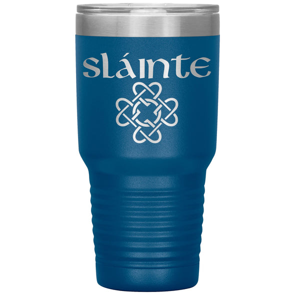 Slainte Gaelic Irish Toast Celtic Heart Knot Etched Tumbler 30ozTumblersBlue