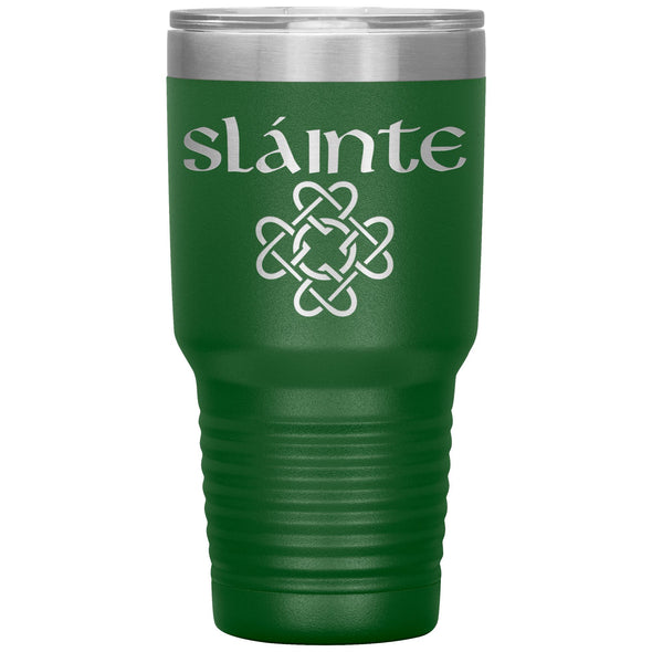 Slainte Gaelic Irish Toast Celtic Heart Knot Etched Tumbler 30ozTumblersGreen