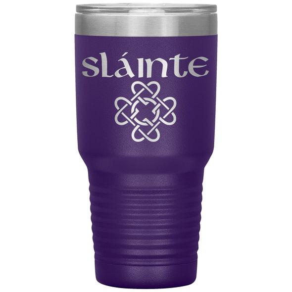 Slainte Gaelic Irish Toast Celtic Heart Knot Etched Tumbler 30ozTumblersPurple