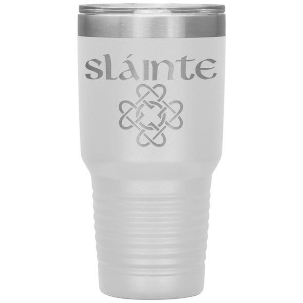 Slainte Gaelic Irish Toast Celtic Heart Knot Etched Tumbler 30ozTumblersWhite