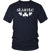 Slainte Gaelic Irish Toast Celtic Shamrocks Cotton T-ShirtT-shirtDistrict Unisex ShirtNavyS